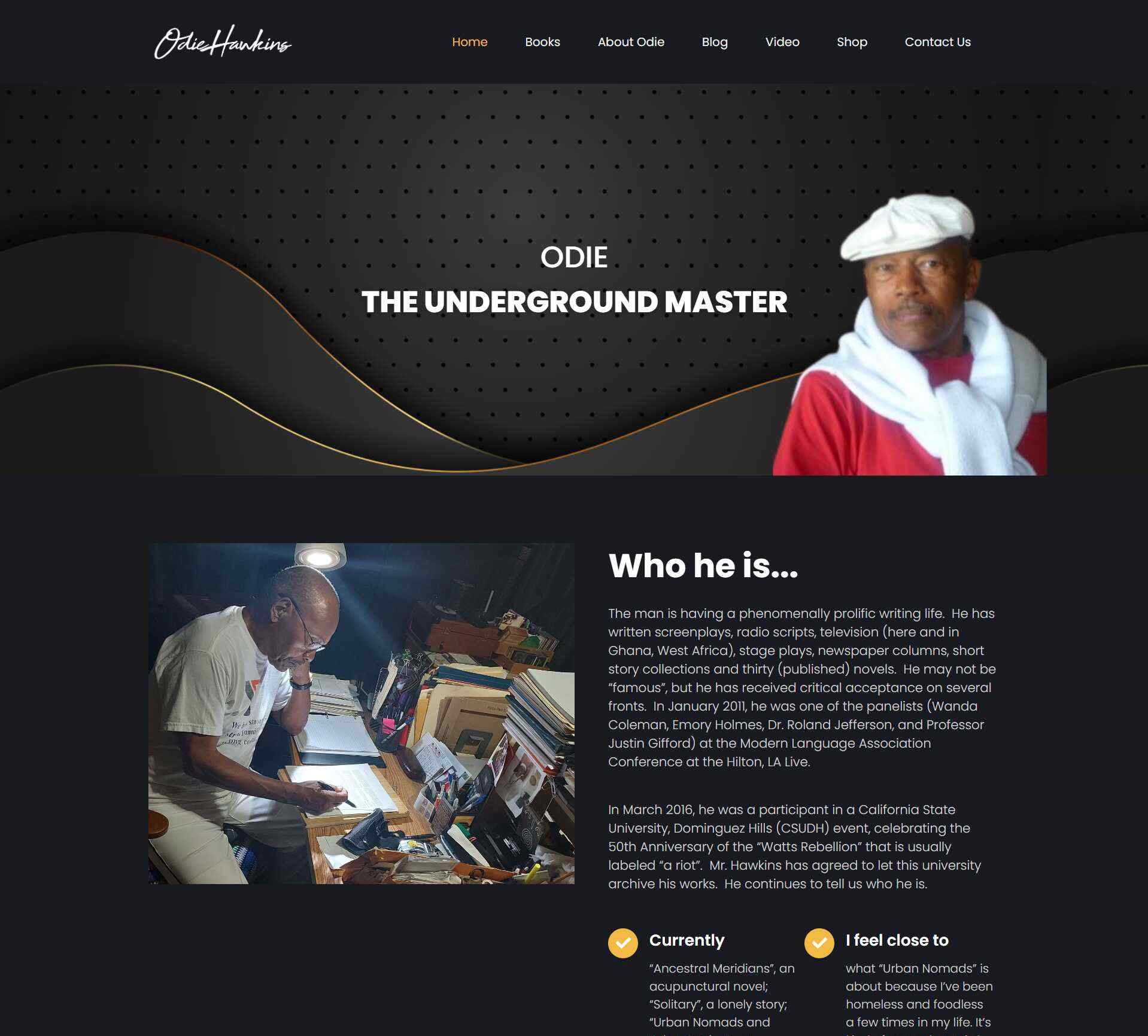 Odie Hawkins author website portfolio