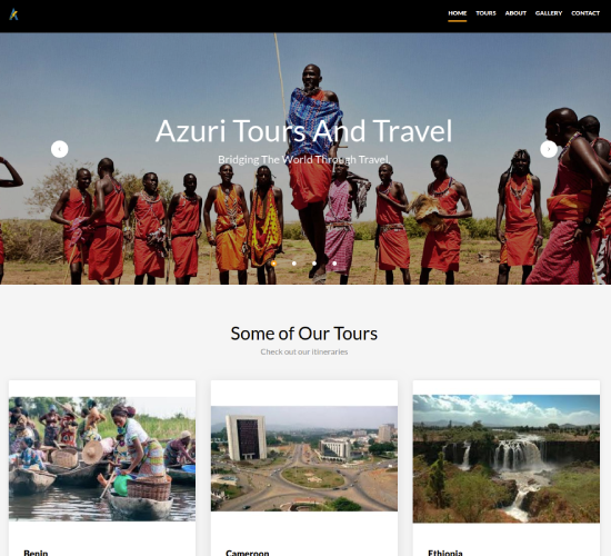 Azuri Tours and Travel website portfolio